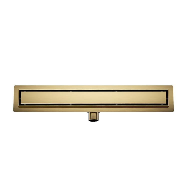 Douchegoot met flens en tegelrooster 80 x 7 cm geborsteld messing PVD