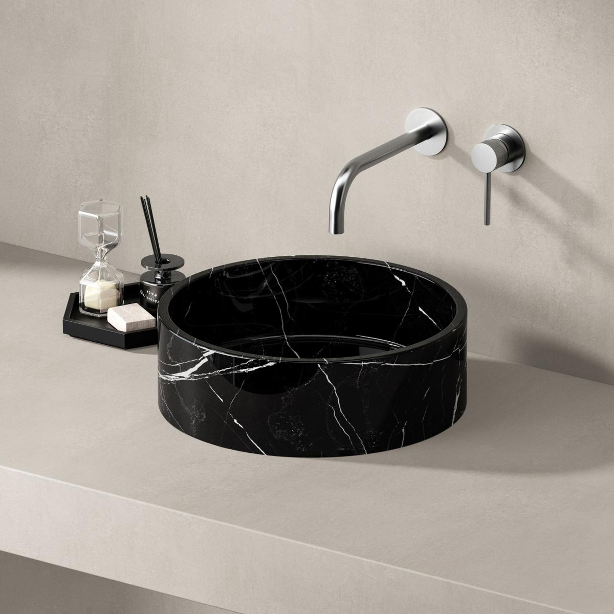 Best-Design "Pureline" marmer waskom Ø 30 x 13 cm Nero Marquina