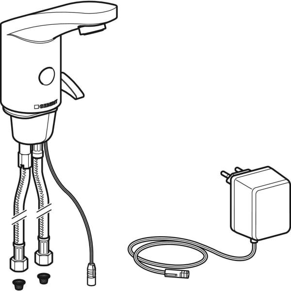 Geberit type 185 wastafelkraan IR met temp regelknop 230V