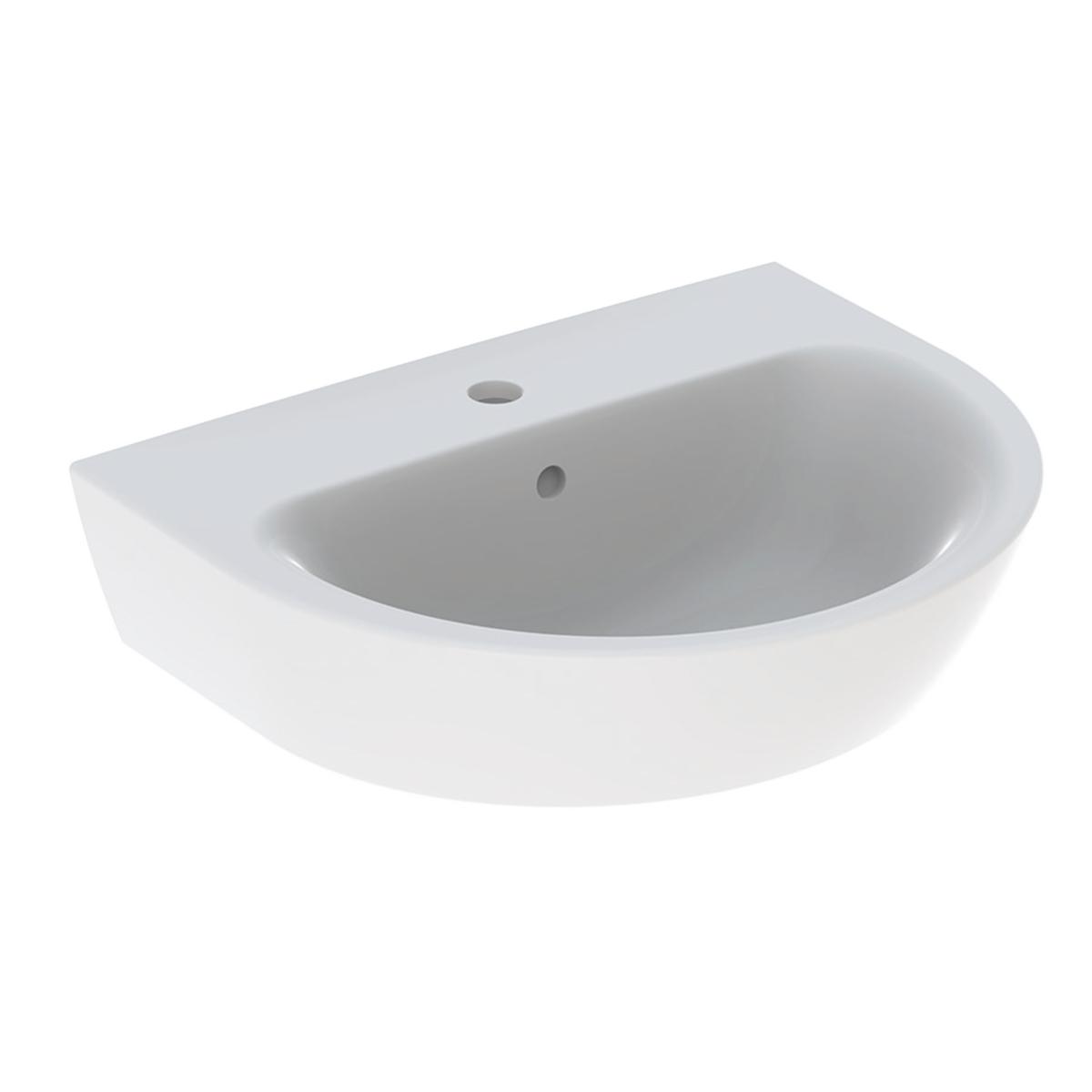 Geberit Renova wastafel 55x45cm m/kraangat m/overloop wit