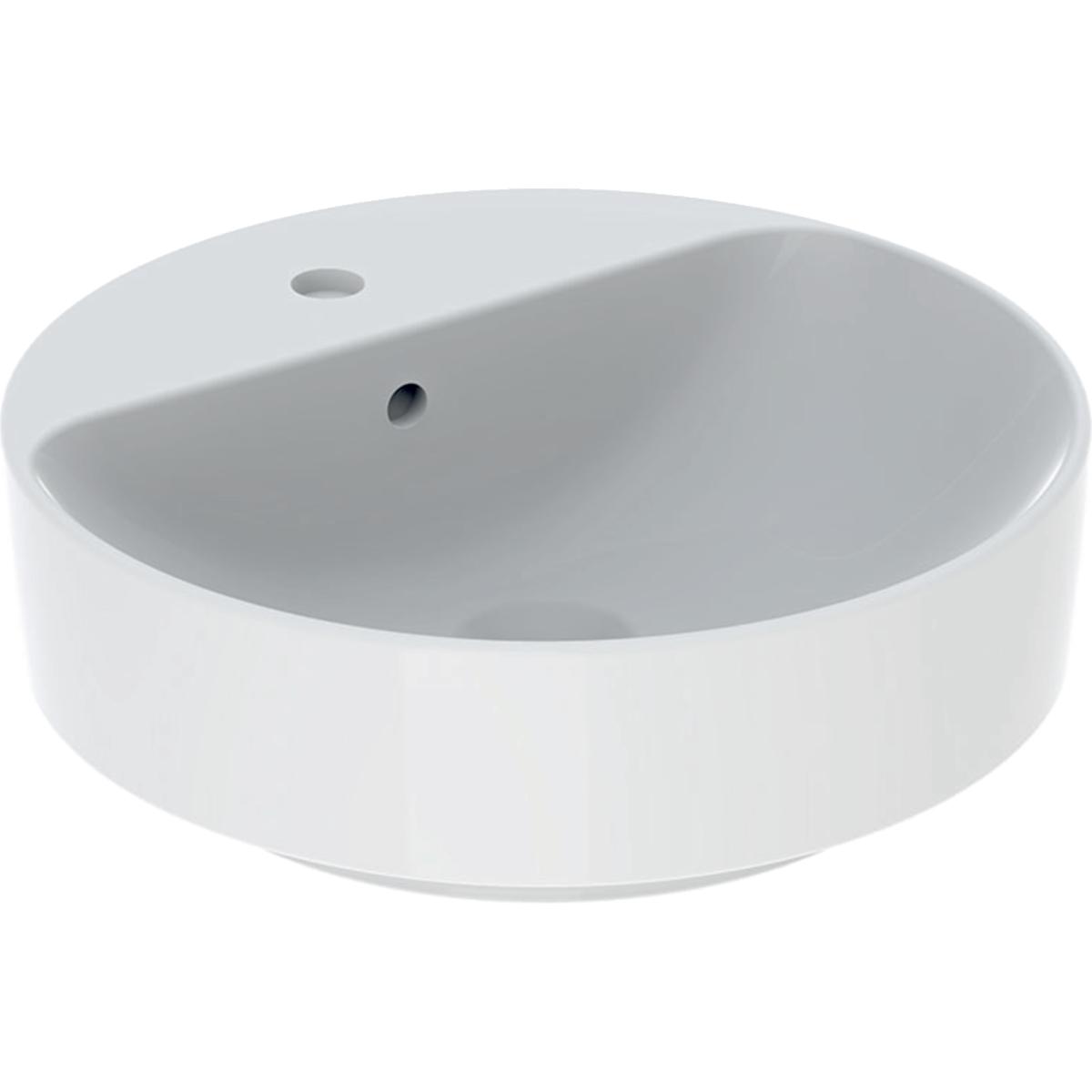 Geberit VariForm Opzetwastafel rond 45 cm met kraangat, met overloop