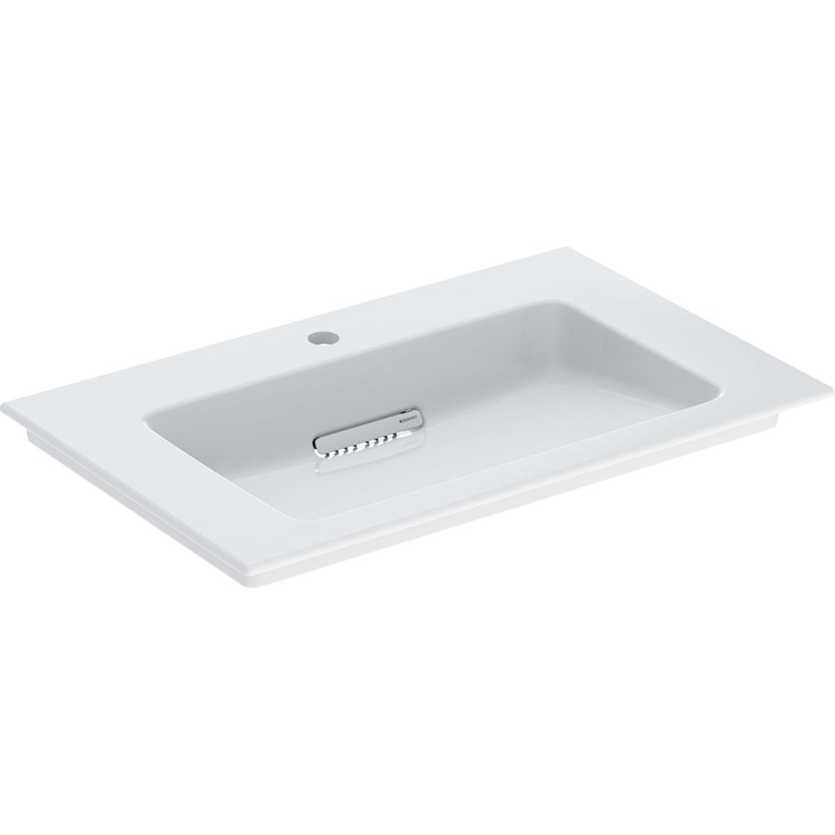 Geberit ONE SlimRim oplegwastafel 75 cm met kraangat, zonder overloop