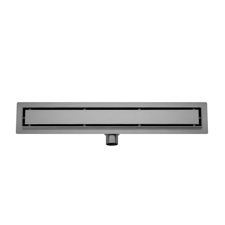 Douchegoot met flens en tegelrooster 80 x 7 cm gunmetal PVD