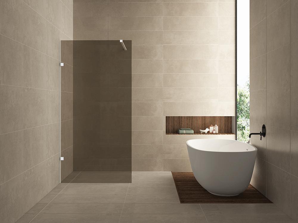 Less inloopdouche 900 x 2000 x 8 mm nano vintage brons glas/mat wit