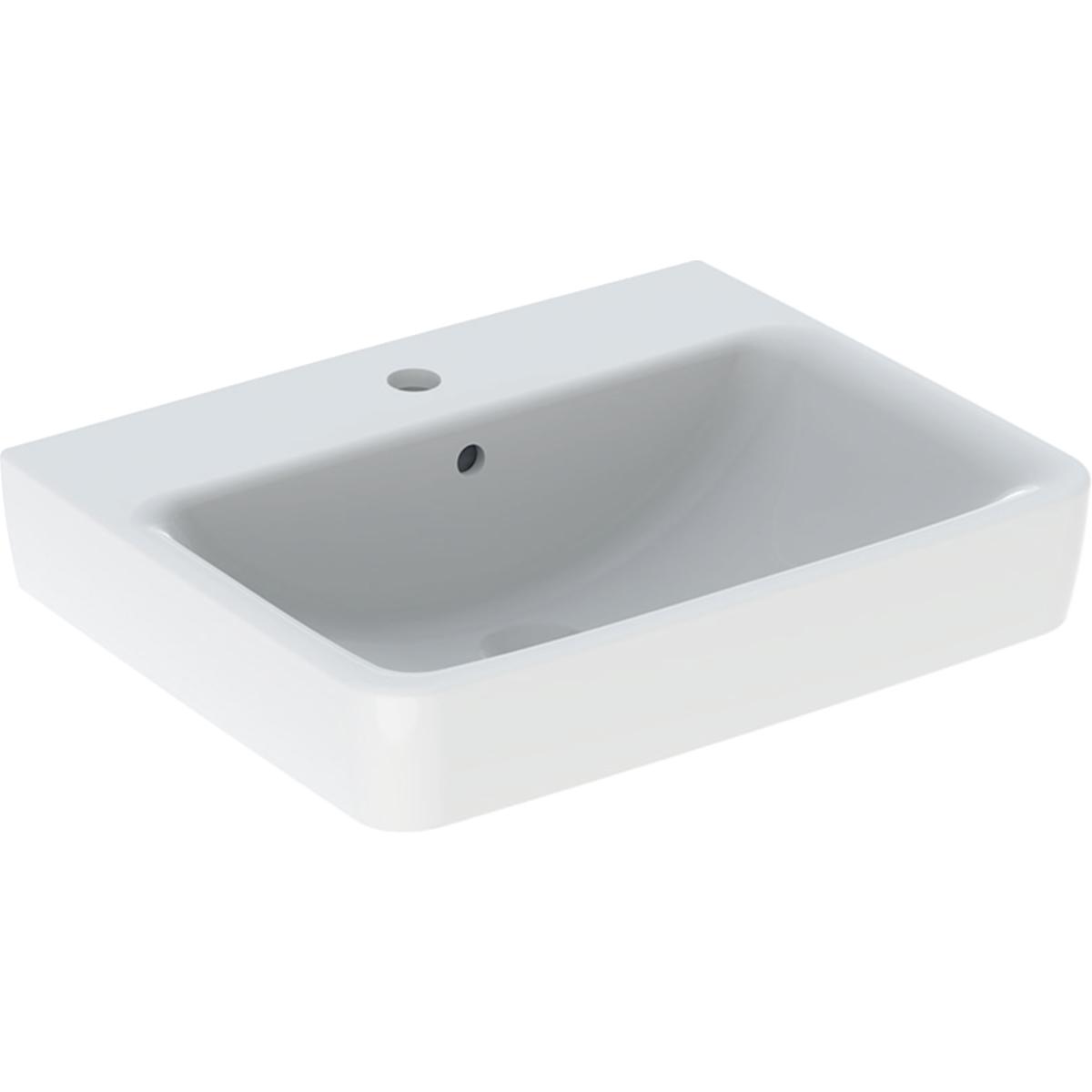 Geberit Renova Plan Opzetwastafel 55 cm met kraangat, met overloop