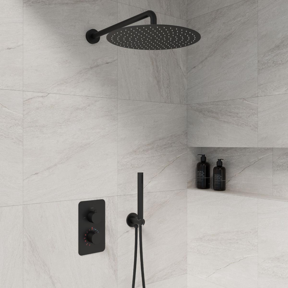 Best-Design "One-Pack" inbouw-regendoucheset "Lacora-Nero M-300" Mat-zwart