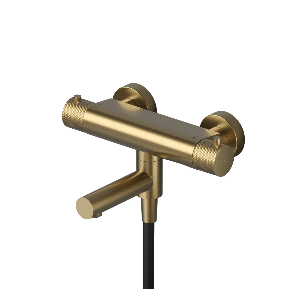 Thermostatische badmengkraan met wegdraaibare omstel uitloop Cobber X CX020 — Geborsteld messing PVD