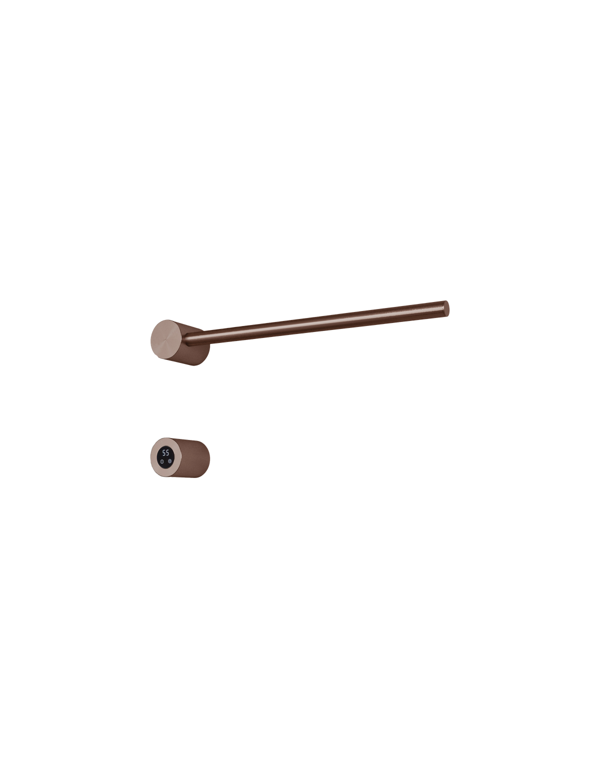 Set met 1 verwarmde handdoek rail Round 50 cm &More RARH50-1 — Geborsteld koper PVD