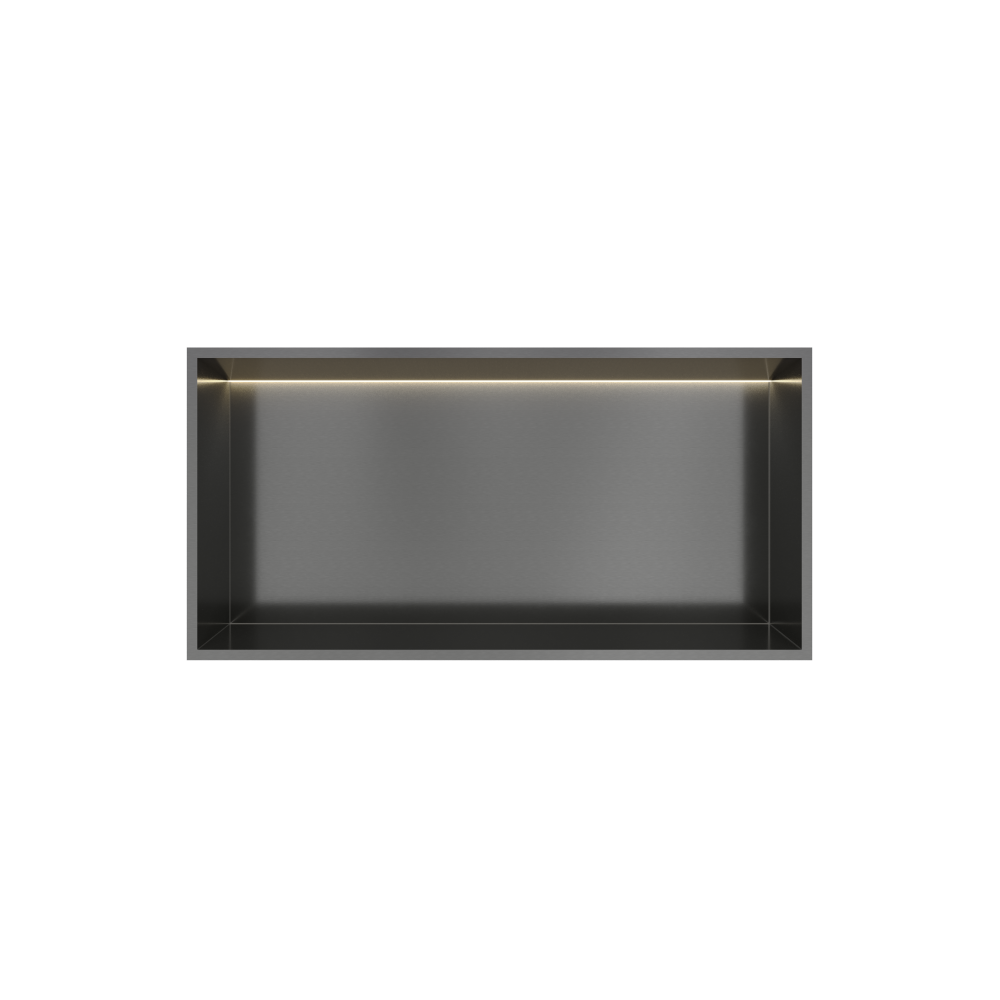 Inbouwnis 30x60x10cm met LED &More BOX060L — Geborsteld gunmetal PVD
