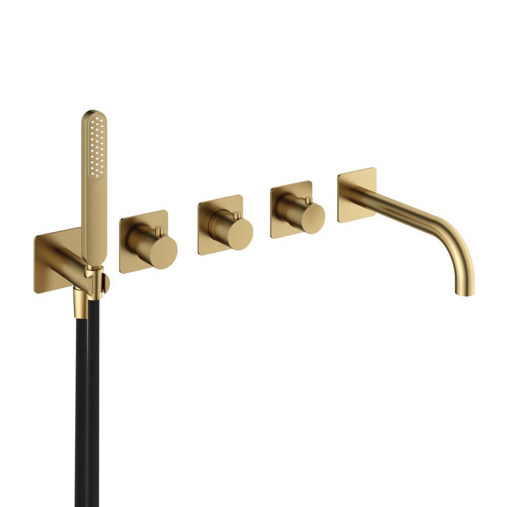 Inbouw badthermostaat met 2 stopkranen en 23 cm uitloop Gal GL7072EXT — Geborsteld messing PVD