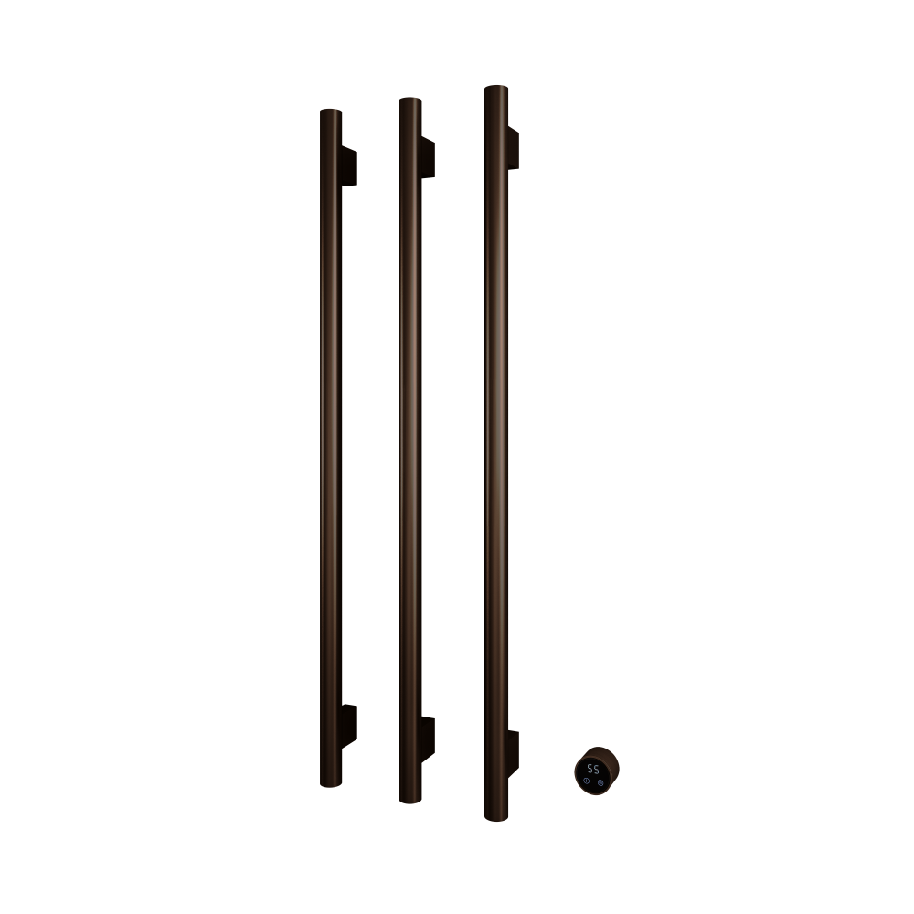 Set met 3 verticaal verwarmde handdoek rails Round 135 cm &More RARV135-3 — Tuscan bronze