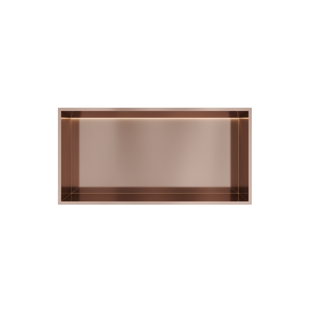 Inbouwnis 30x60x10cm met LED &More BOX060L — Geborsteld koper PVD