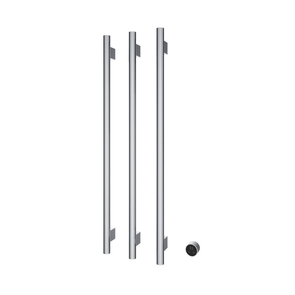 Set met 3 verticaal verwarmde handdoek rails Round 135 cm &More RARV135-3 — Chroom