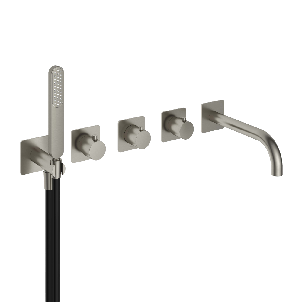 Inbouw badthermostaat met 2 stopkranen en 23 cm uitloop Gal GL7072EXT — Geborsteld nikkel