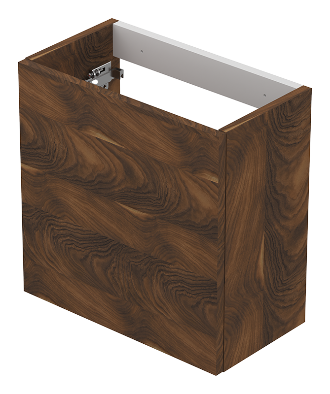 Fonteinonderkast met push-to-open deur – Houtdecor – Noten