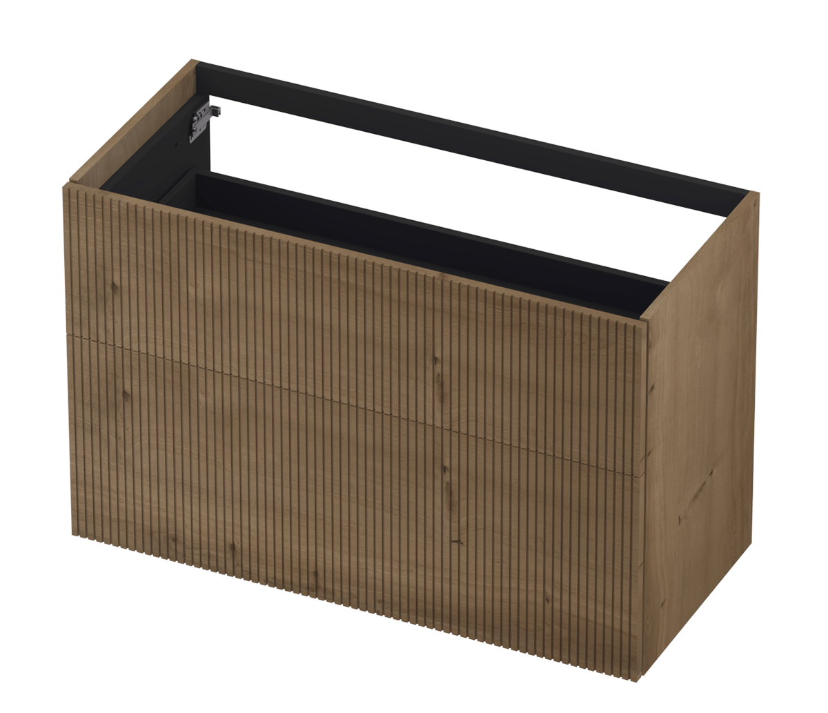 Onderkast 2 laden greeploos push to open – Verticaal gefreesd – Massief Ash grey