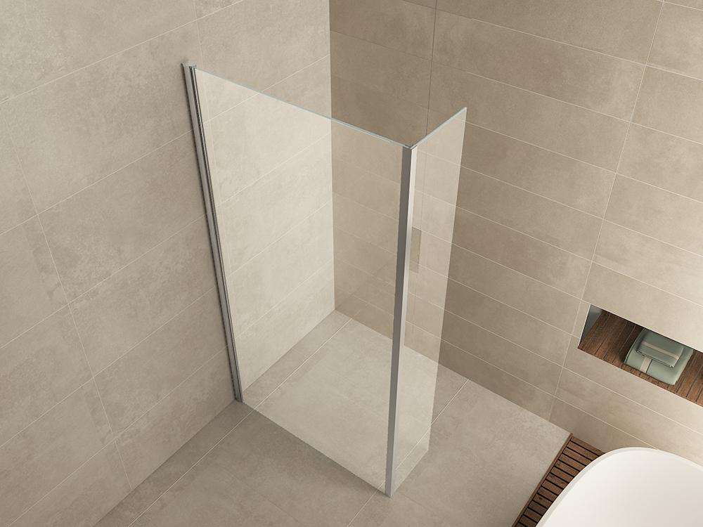 Comfort zijwand met hoekprofiel 300 x 2000 x 10 mm nano helder glas