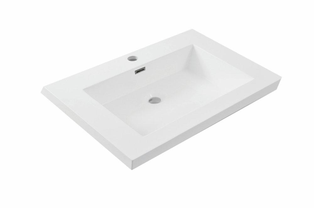 Vision wastafel enkel met 1 kraangat 60x46x5, kunstmarmer
